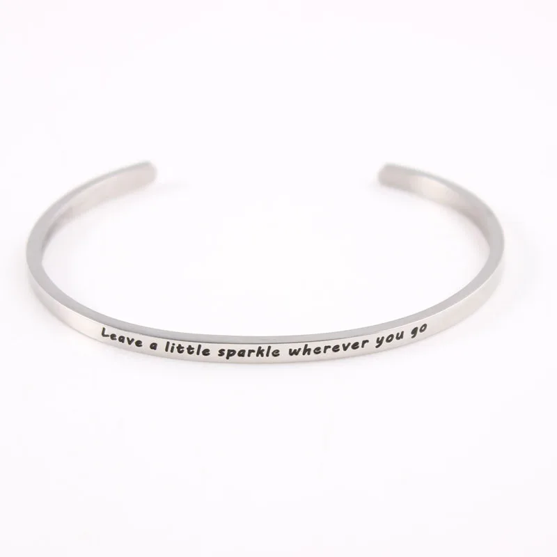 

316L Stainless Steel Engraved Positive Inspirational Quote Cuff Mantra Bracelet Bangle For Women Mother's Day Gift