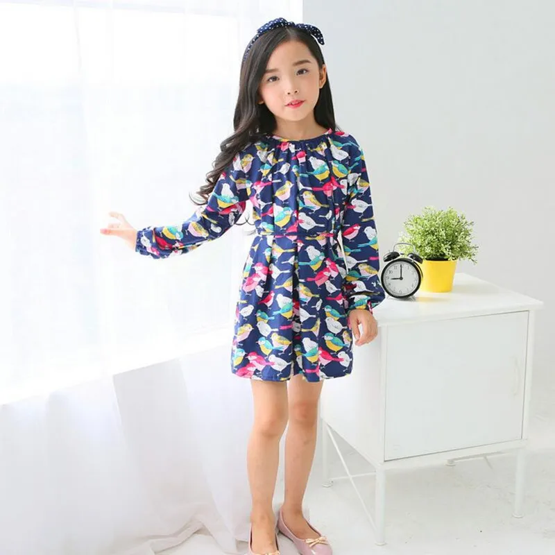 Hurave/платье принцессы с рисунком птицы для маленьких девочек одежда детское