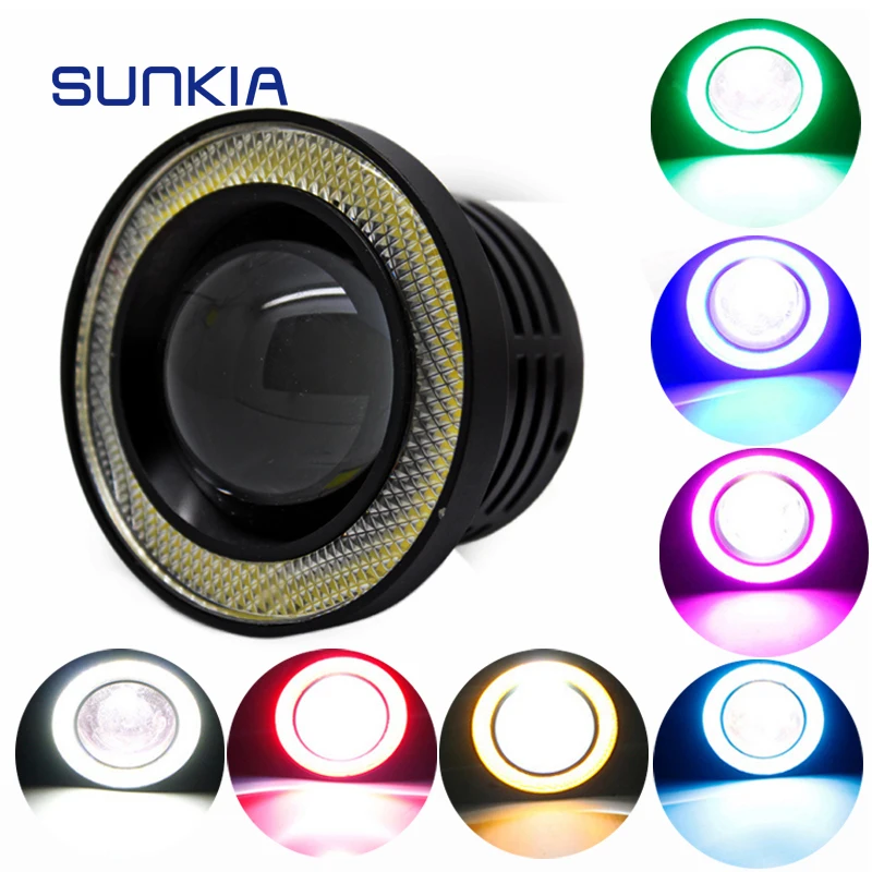 SUNKIA 2 шт./компл. светодиодные противотуманные фары высокой мощности с кольцом