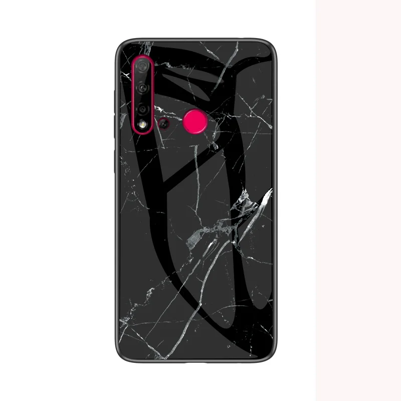 Модный чехол из закаленного стекла для huawei P20 Lite, мягкий силиконовый защитный чехол для телефона P20 Lite - Color: Black
