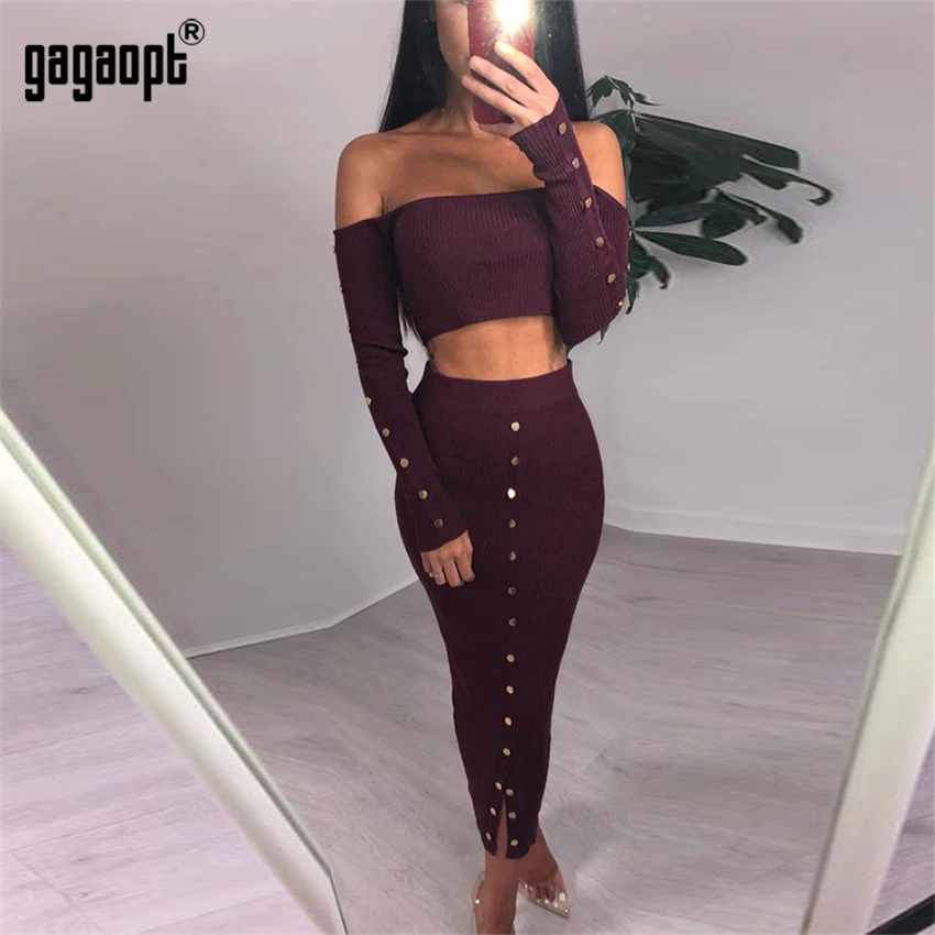 Gagaopt женская одежда лето осень сексуальные вечерние с вырезом лодочкой длинным