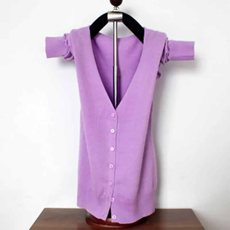 Вязаный кардиган для женщин Новая весенне-осенняя футболка с длинными рукавами