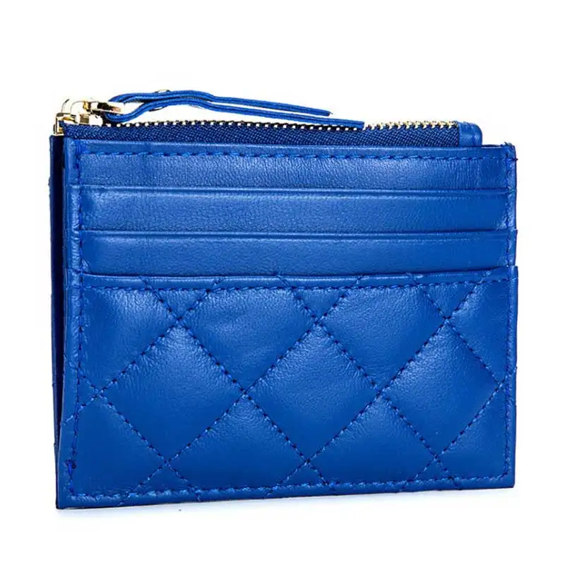 Soft Lambskin Small Leather Wallet Woman Purse Zipper Leather Cardholder Genuine Leather Small Money Bag Visit Card Holder
