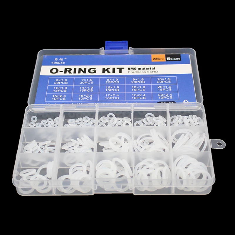 Силиконовое уплотнительное кольцо VMQ эластичное 15 Размеров набор колец для шайбы