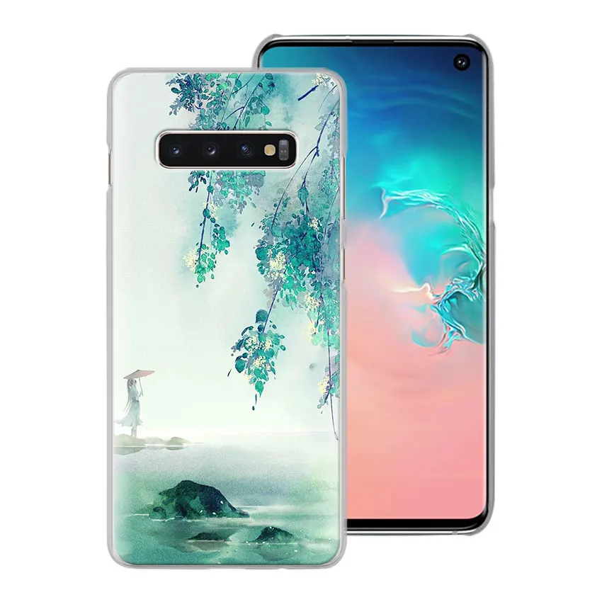 В китайском стиле живописи тушью чехол для телефона для samsung Galaxy S10e S10 плюс S7 S8 S9 Plus Note 8 9 M10 M20 M30 жесткий чехол Coque