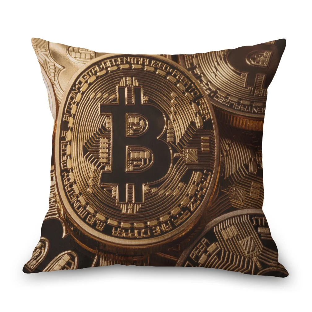 Цифровая наволочка для шеи Биткоин льняная дорожная подушка кровати диванная