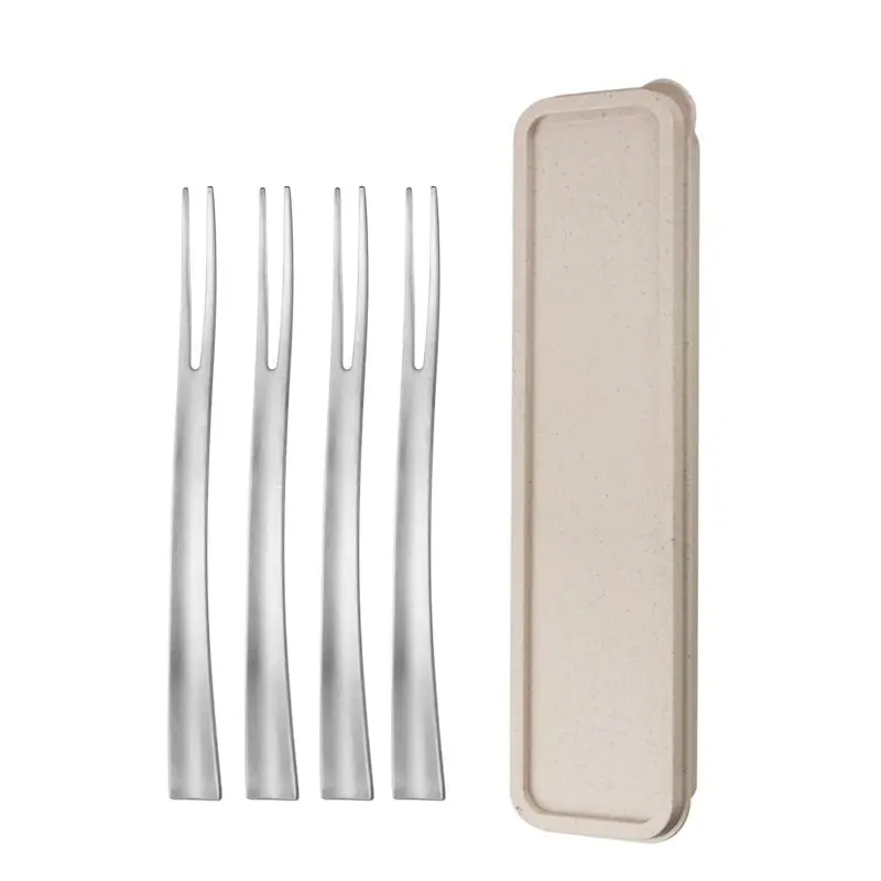 silver 4 pcs JueQi 4/8 шт цветная вилка из нержавеющей стали для фруктов кухонный набор столовых приборов вилка для торта, десертная посуда для закусок чайная столовая вилка - Цвет: silver 4 pcs