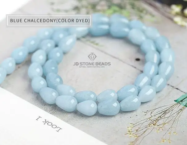 GREEN CHALCEDONY Бусины в форме капли из натурального серого агата, браслеты из натурального халцедона, золота, песка, камня, аксессуары, бусины из JD камня, бусины - Цвет: GREEN CHALCEDONY