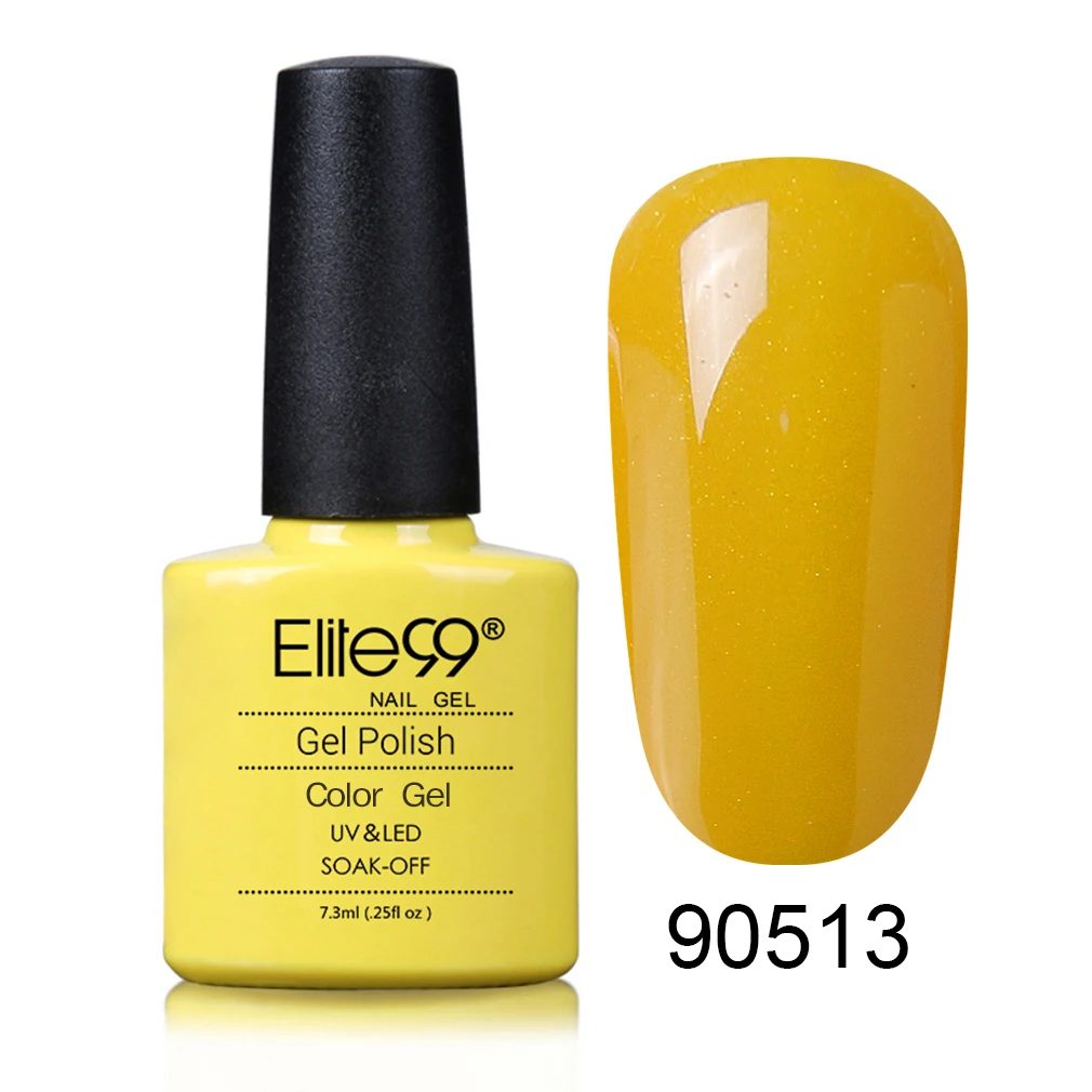 90513 Yellow Elite99 7,3 мл стойкий цветной гель для лака для ногтей, отмачиваемый УФ-грунтовка для ногтей, Гель-лак для ногтей, лак для ногтей, нужен для отверждения лампы - Цвет: 90513 Yellow