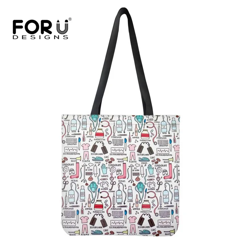 FORUDESIGNS/ Горячие мультфильм узор с изображением сиделки девушки холщовые сумки для покупок bolsas ecologicas reutilizables повседневные сумки-шопперы для женщин - Color: HXA306Z22