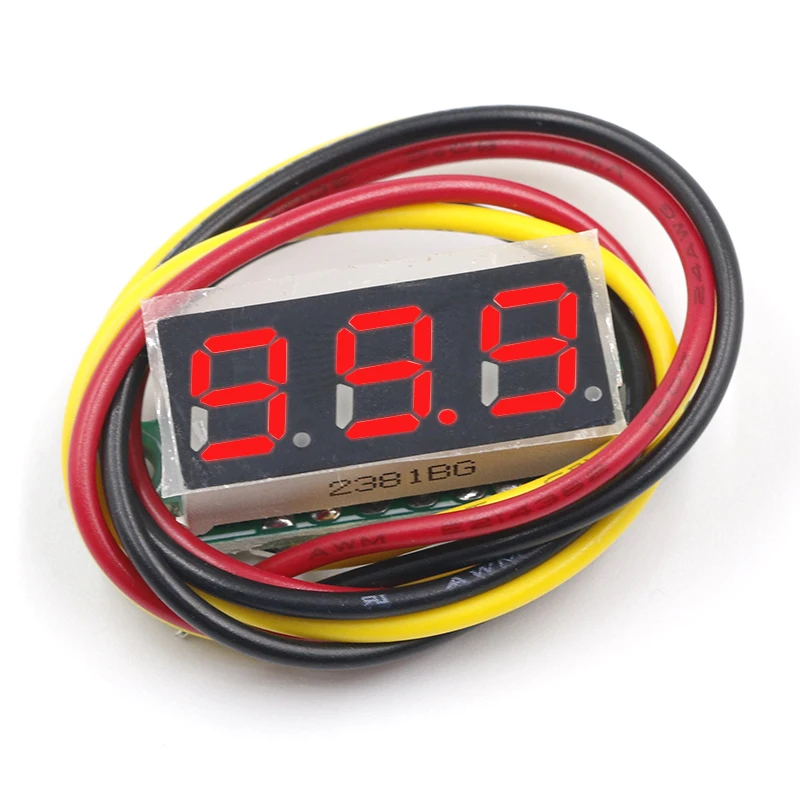 Красный Трехпроводная DC0-100V постоянного тока цифровой вольтметр головка 0,28 дюймовый светодиодный цифровой вольтметр регулируемый - Цвет: Красный