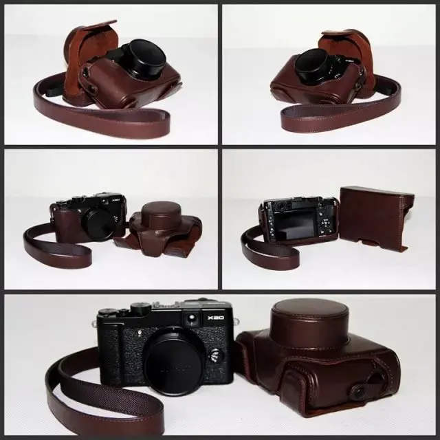 Кожаный чехол для камеры FUJI FUJIFILM Finepix X20 X10 LC черный или кофейный|camera case bag|leather camera