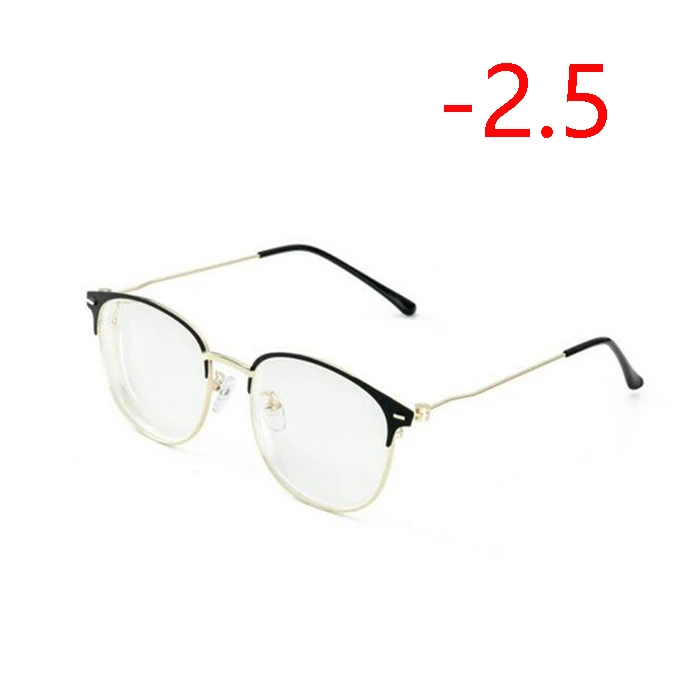 Myopia 250 Анти-синий светильник, готовые очки для близорукости, женские ретро очки из смолы, синий светильник, блокирующие квадратные близорукие очки для мужчин-1,0-1,5-4,0 - Цвет оправы: Myopia 250