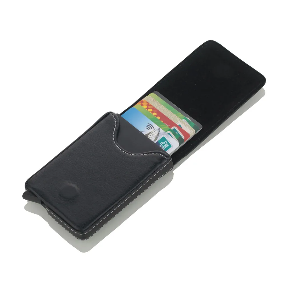 black Стиль RFID держатель для карт металлический мужской женский кредитный держатель для карт алюминиевый блокирующий держатель для карт минималистичный кошелек - Цвет: black