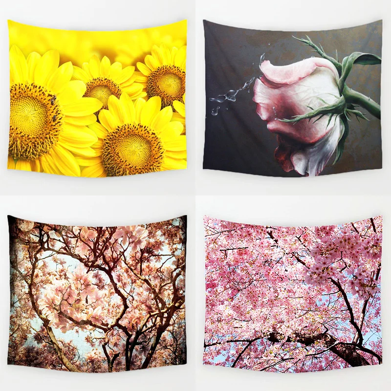 Comwarm красивый цветок пейзаж настенный гобелен росписи Ковры подсолнухи вишни с