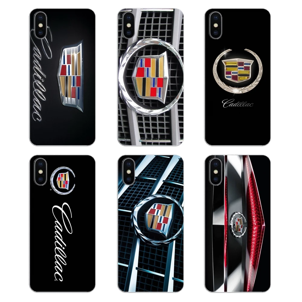Transparent TPU Covers For iPod Touch iPhone 4 4S 5 5S 5C SE 6 6S 7 8 X XR XS Plus MAX Cadillac Logo Emblem Car Pattern |