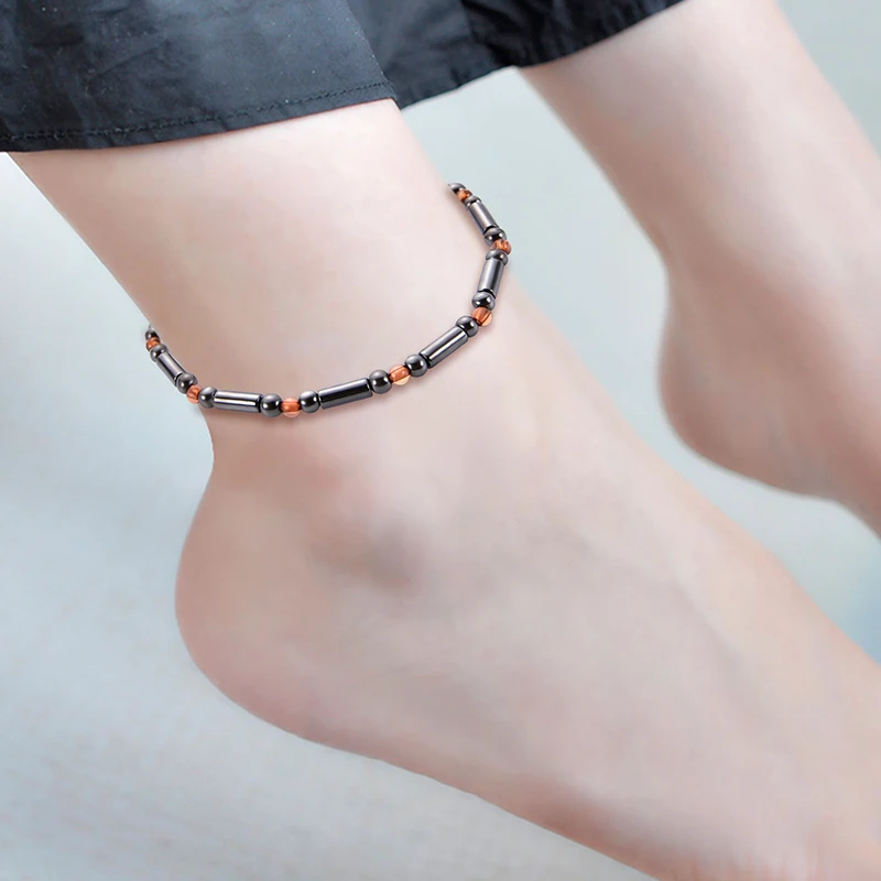 

Black Stone Magnet Anklet Weight Loss Slimming Magnetic Therapy Bracelet Anklet For Men Women Health Care Jewelry