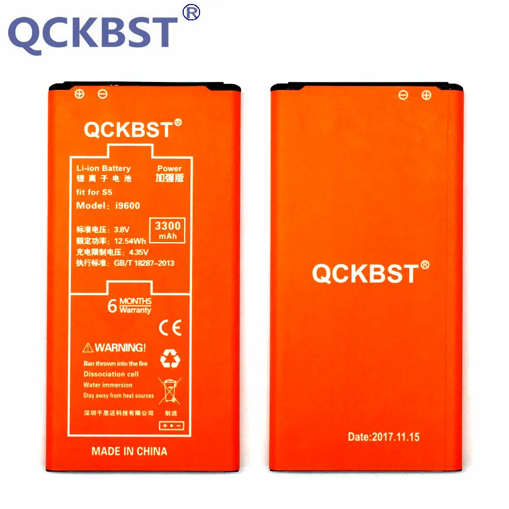 Аккумулятор QCKBST для Samsung Galaxy S5 аккумулятор 3300 мАч I9600 I9602 I9605 G900F G900T G9008 G9009D G9006W
