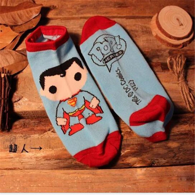 Superheros носки башмачки для мужчин плюс размер Супермен Капитан Бэтмен Arrowman