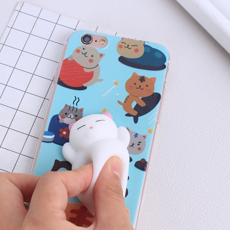 Мягкий чехол с объемным рисунком медведя кошки для iphone 6, яркие цвета, мягкий чехол из ТПУ для iphone 6, 6 S, 5, 5S, SE, 7, 8, 8Plus