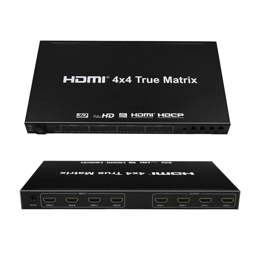 4x4 HDMI матричный переключатель, Ultra HD 4K x 2K 3D питание коммутатор сплиттера HDMI, поддержка EDID с ИК-пультом дистанционного управления(4 в и 4 выхода