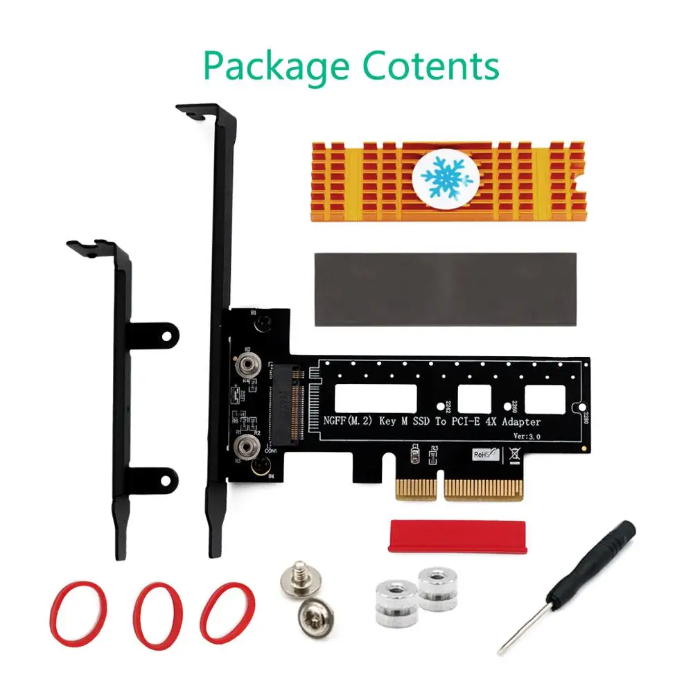 Адаптер хоста M.2 NGFF PCI e nvme SSD к Express 3 0x4 с радиатором адаптер x4 key M E 4X|Платы