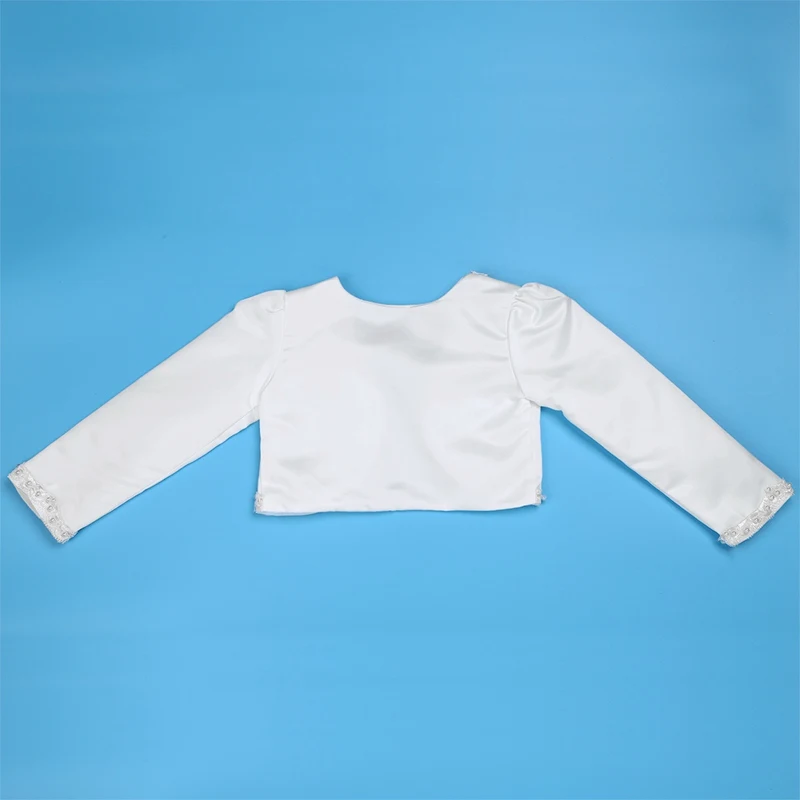 Болеро с длинным рукавом украшенное бисером для девочек 2-10 лет свадебный пиджак