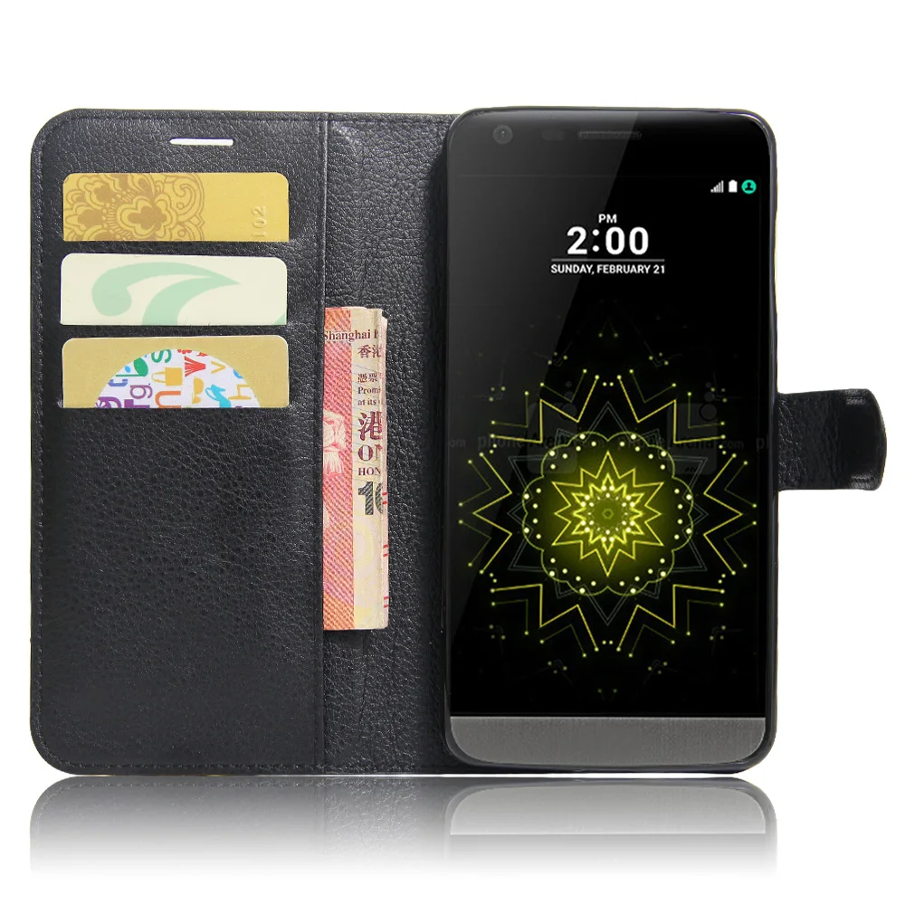 LV5 Case for LG LV 5 Cases Wallet Card Stent Lichee Pattern Flip Leather Covers Protect Cover | Мобильные телефоны и