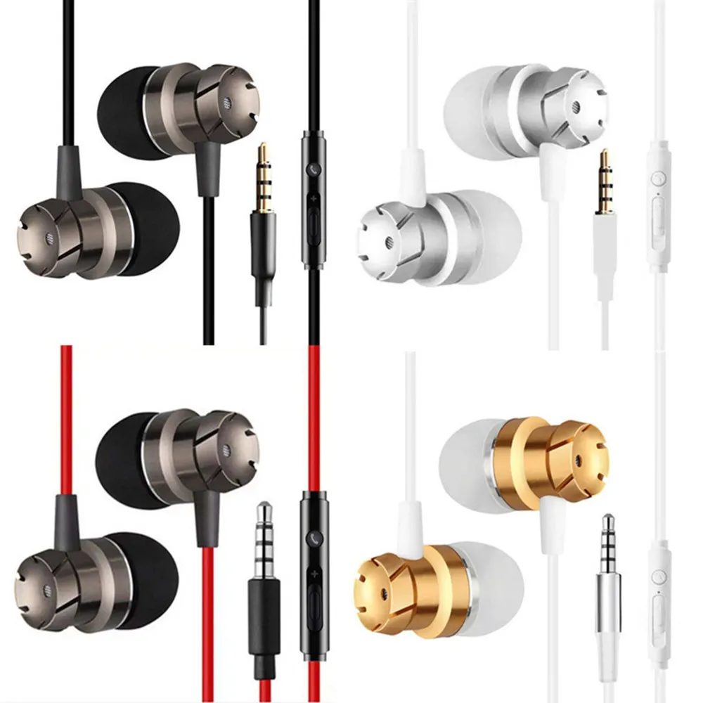 Bass Sound наушники 3,5 мм Шумоизоляция с микрофоном бас металлические спортивные наушники для iphone/Android телефона MP3 ПК ноутбука