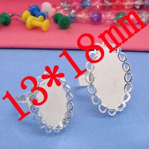 10pcs New Arrival Wholesale Silver Plated inner 13*18/18*25/30*40mm Cameo Setting Cabochons Tray Ring Blank Settings