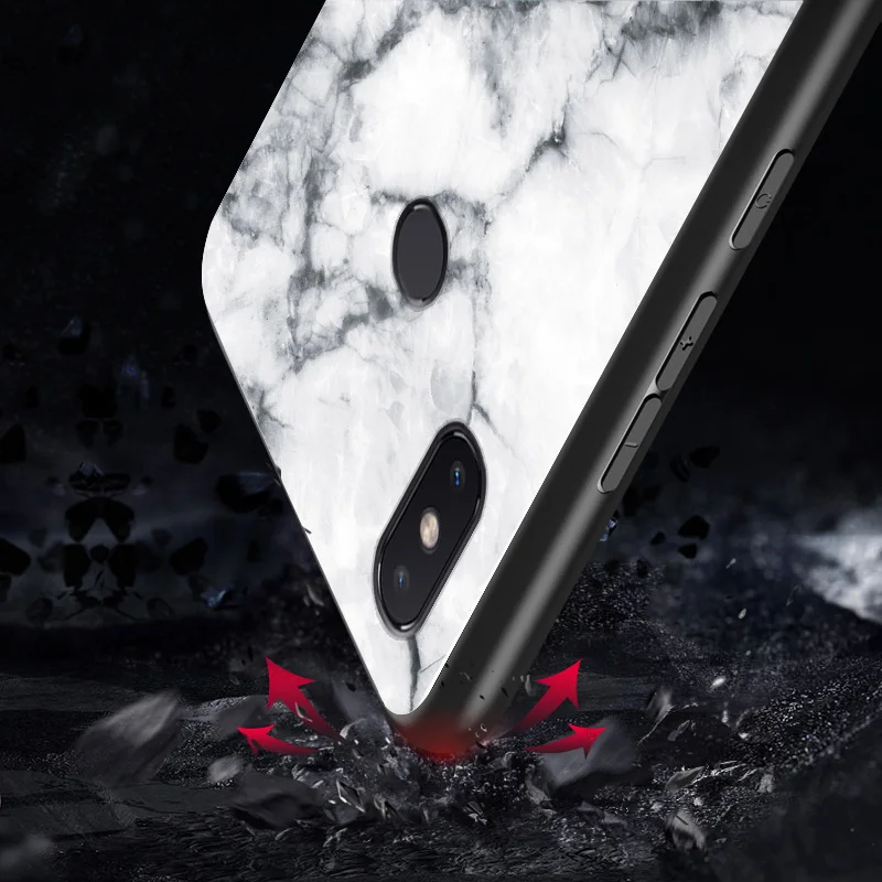 Модный мраморный стеклянный защитный чехол для xiaomi 6X роскошный жесткий A2 |