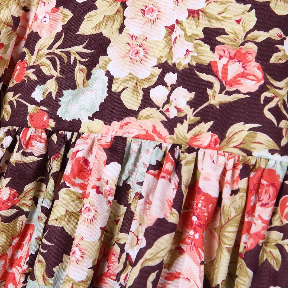 Baby Girl Autumn 2018 Cotton Casual Vintage Rose Floral Print Long Sleeve Kids Dresses For Party Toddler Clothes vestido |