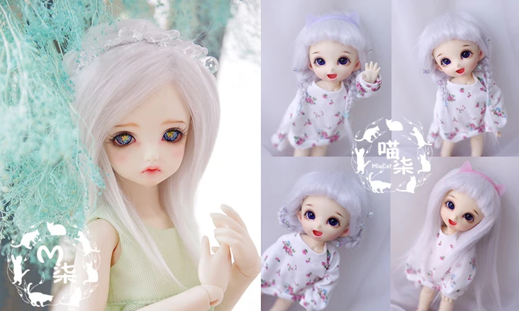 Серый Bjd кукла парики мех парик 1/12 1/8 1/6 1/4 1/3 фиолетовый - Цвет: Серый