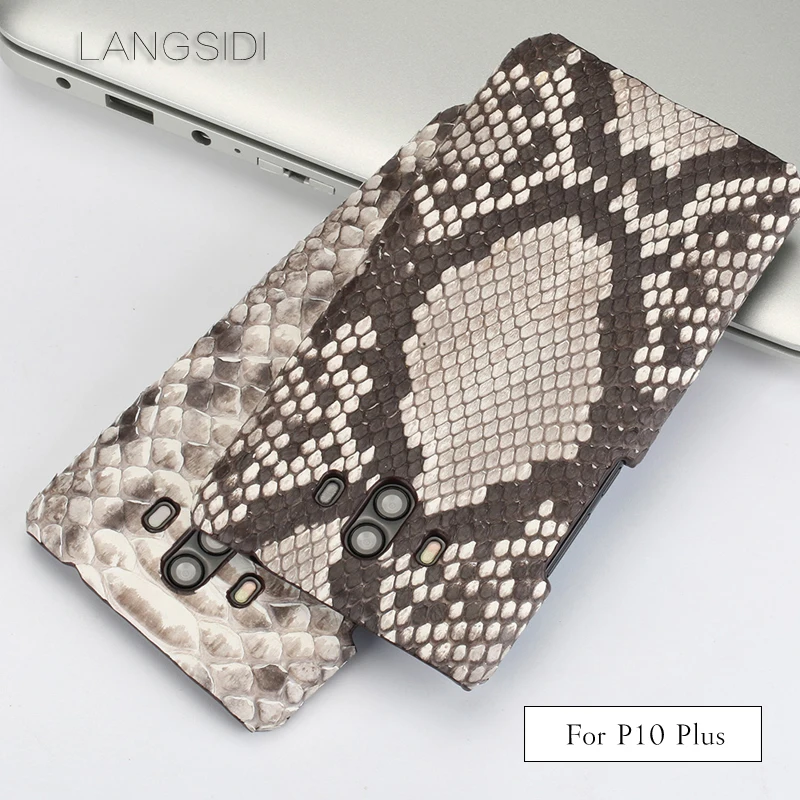 Luxury For Huawei P10 Plus Luxury handmade real python Skin leather phone case Genuine Leather phone case