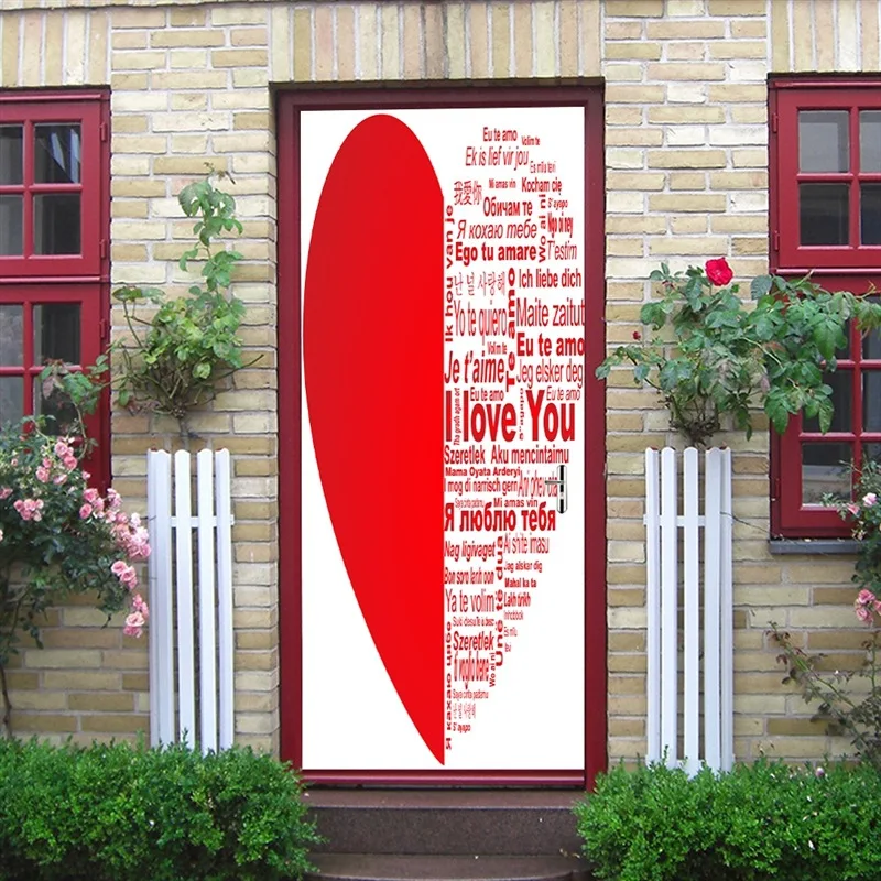 Door Stickers10 С изображением пейзажа с фонтаном креативная художественная дверь водостойкая 3D настенная палка Diy самоклеящаяся художественная домашняя Декорация-наклейка - Цвет: Door Stickers10
