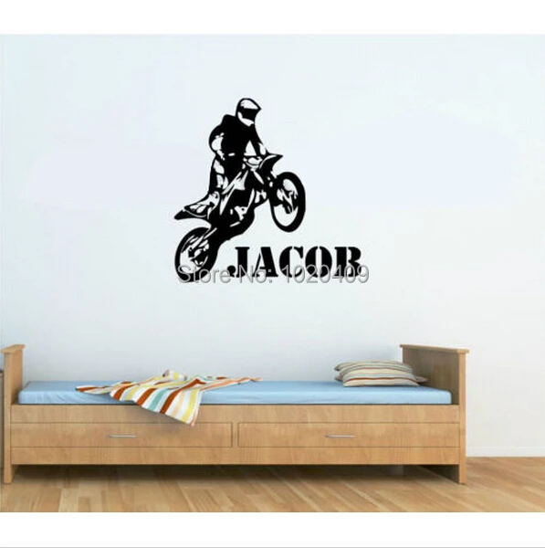 Персонализировать любое имя мотоцикл мотокросса настенные художественные