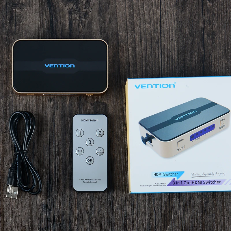 Сплиттер HDMI Vention 3 входа 1 выход 4K порта переключатель Swtich с Toslink Audio 3D 2160P для Xbox 360 PS4