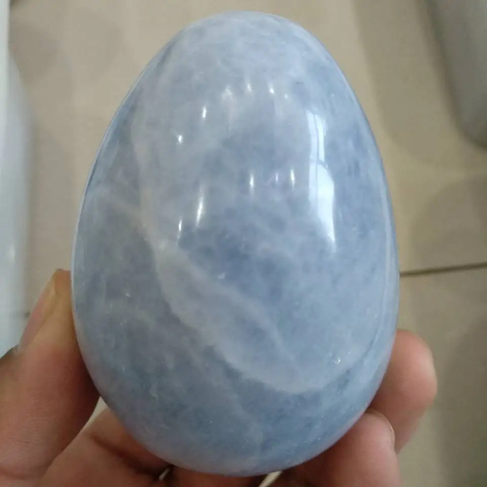 Сверкающее синее целеститовое Полирующее яйцо 330 г с натуральным синим