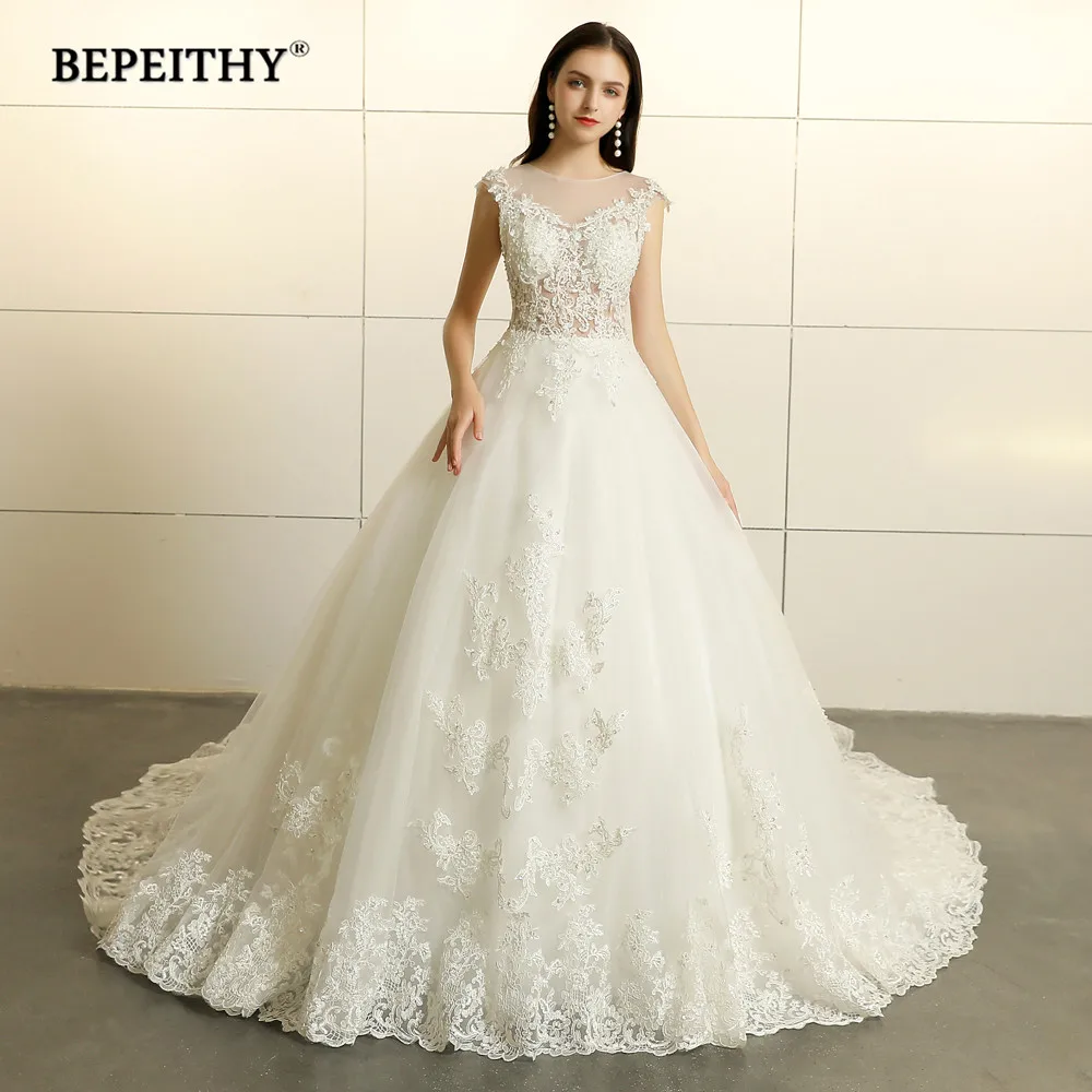 Robe De Mariee кружевные свадебные платья принцессы без рукавов 2021 со шлейфом Vestido Novian