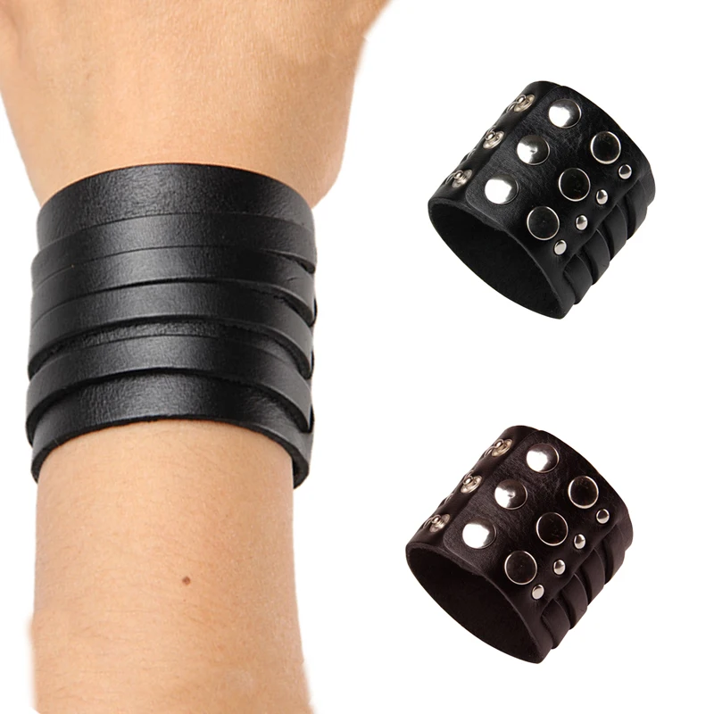 Женские и мужские браслеты из натуральной кожи широкий браслет на запястье в