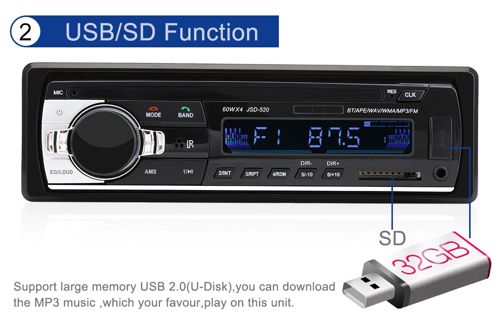LTBFM JSD520 Авторадио Bluetooth автомобильное стерео радио 1 Din Авто Радио FM USB AUX вход SD приемник Автомобильный mp3 плеер дистанционное управление