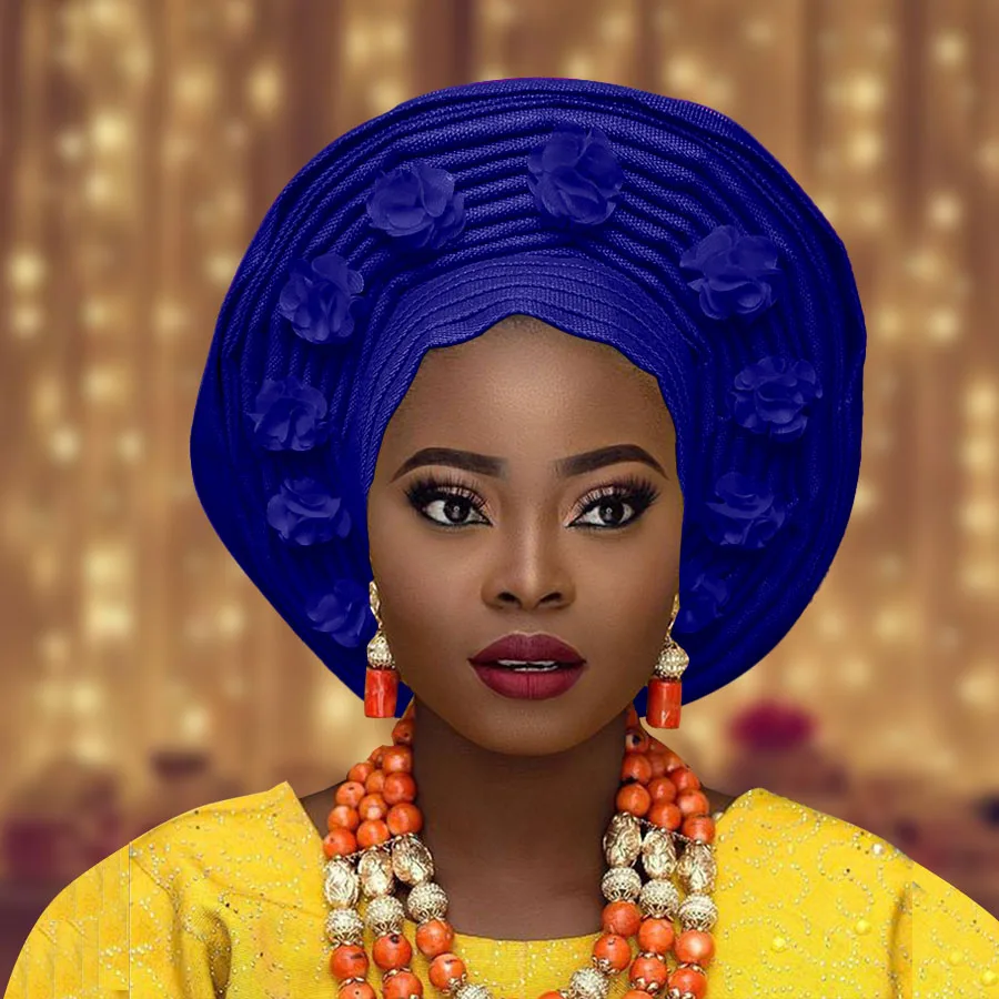 Нигерия Авто gele Африканский головной убор aso oke тюрбан нигерийский ebi с большими