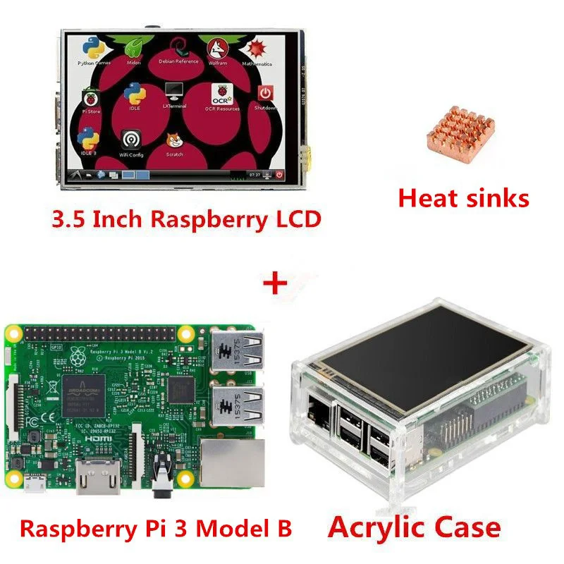 Новый Raspberry Pi 3 Модель B доска + 3.5 TFT ЖК-дисплей Сенсорный экран Дисплей акриловый