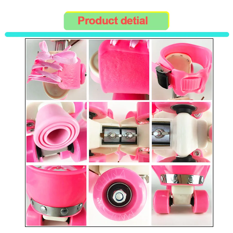 Детские роликовые коньки с двумя линиями 4 х колесные регулируемым размером