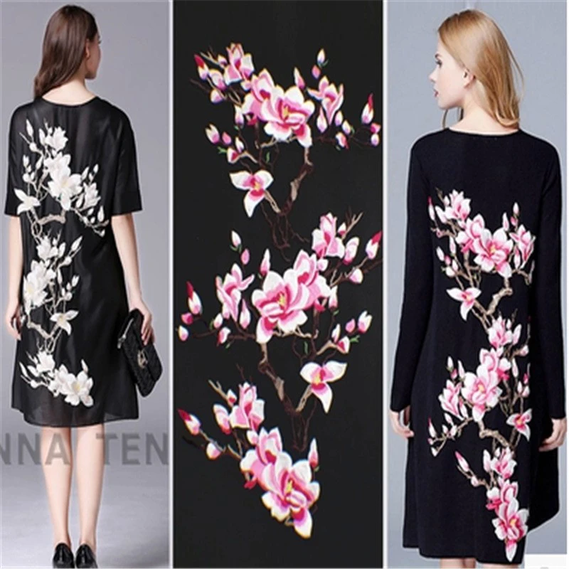 1 компл./лот большая вышивка/аппликация в виде цветка магнолии Водорастворимая