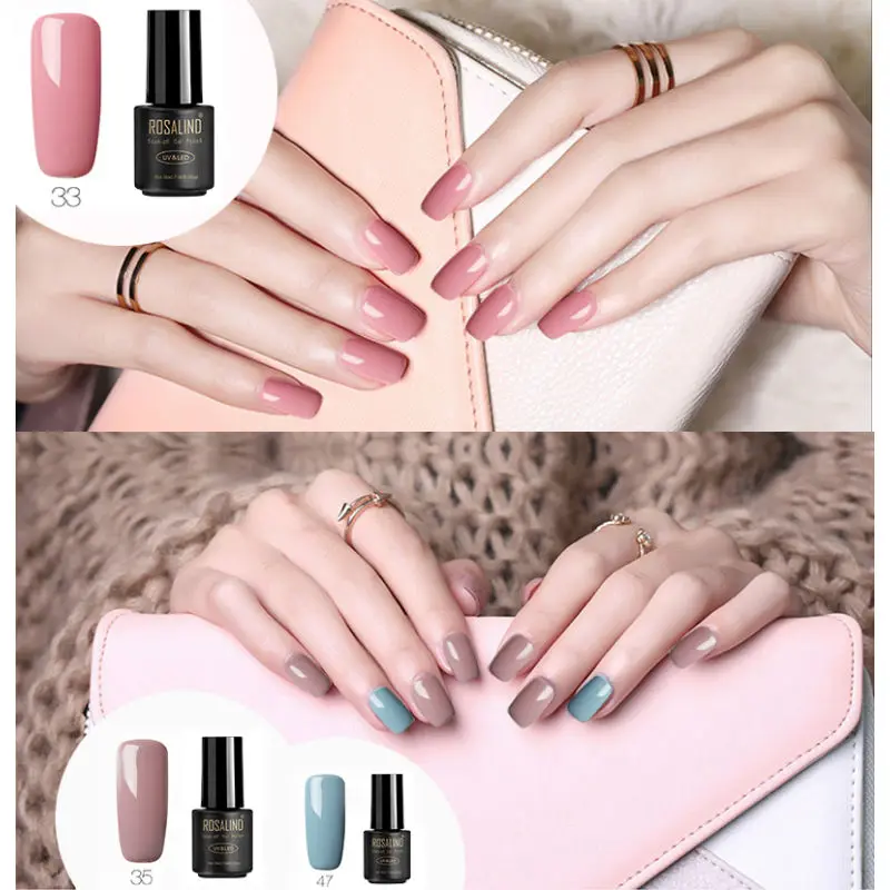 

ROSALIND 58PCS/LOT Pure Color Nail Gel Polish Set For Manicure Nail Art Long Lasting Soak Off Gel Lacquer UV Nail Primer Kit