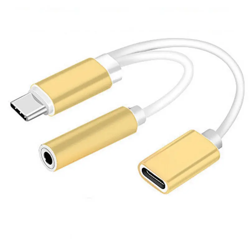 Цвет: желтый 2в1 USB C type-C до 3,5 мм разъем для наушников адаптер AUX/сбор данных синхронизации кабель - Цвет: Цвет: желтый