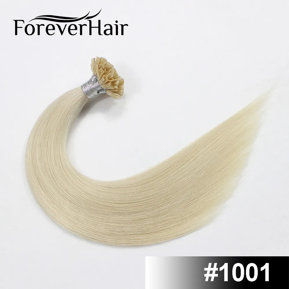FOREVER HAIR 0,8 г/локон 1" 18" 2" Remy Предварительно Связанные кератиновые волосы для наращивания европейские волосы на кератиновых капсулах fusion Hair 50 s/pac - Цвет: #1001