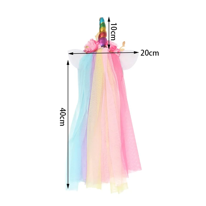 1 шт. повязка на голову с радужным единорогом блестящая кошачьими ушками длинная