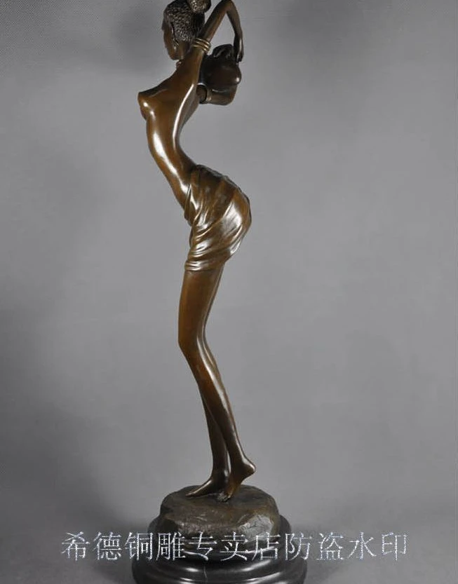 Скульптура ZSR в стиле арт деко африканская Женская Бронзовая статуя|bottle label|statue of